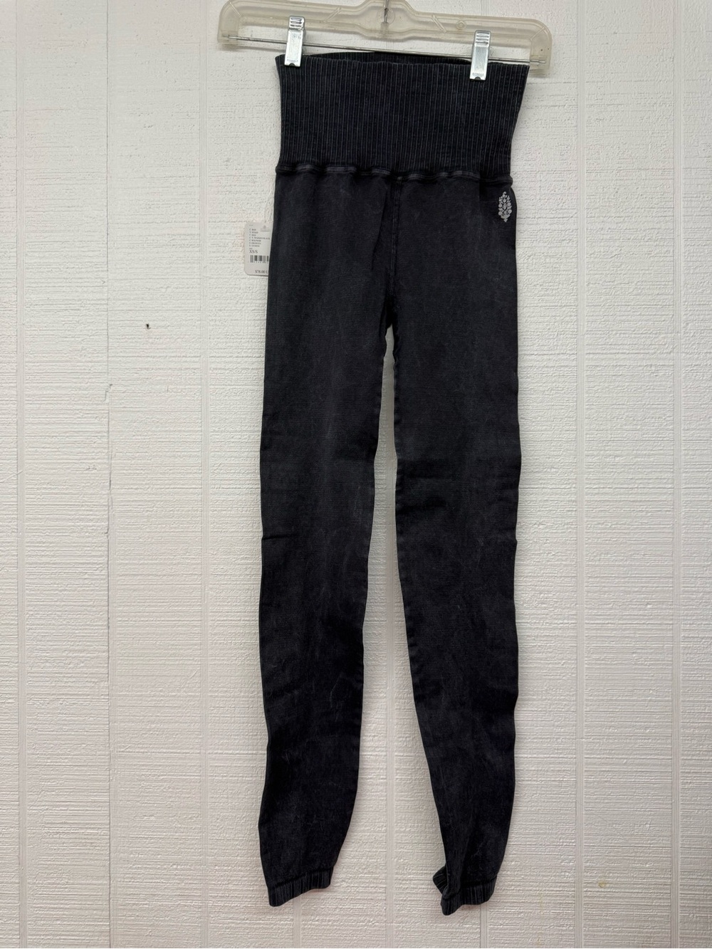 Free People Black High-Waist Ribbed Leggings